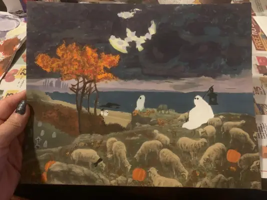 TikTok Thrifted-Halloween-Painting Trend: Step 3