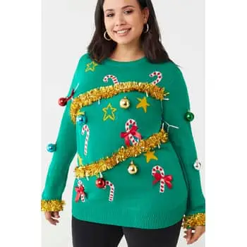 Plus Size Christmas Tree Sweater Dress