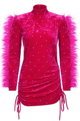 Glitter Feather Dress, Silver Accessories