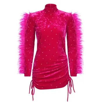 White Feather Dress, Black Heels