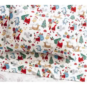 Threshold Printed Flannel Sheet Set in Holiday Dogs