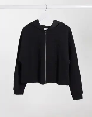 ASOS DESIGN quilted hoodie with zip