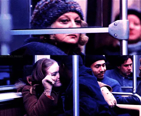 When Sara and Derek Wave at the Rude Lady Who Stares