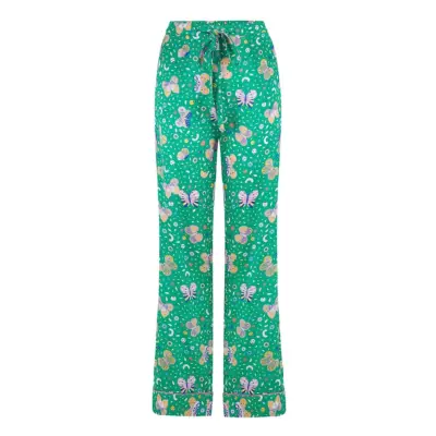 Sleepy Wilson Poppy Silk Pyjama Trousers in Rainforest