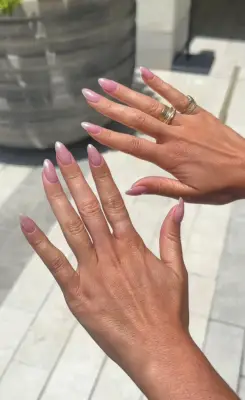 Hailey Bieber Pink Jelly Manicure Editor Experiment