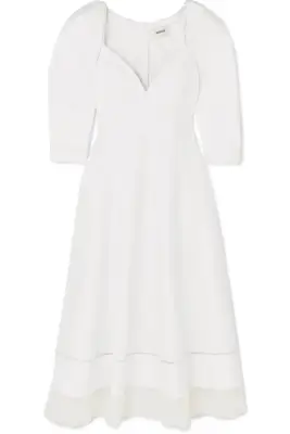 Khaite Dina Lace-Trimmed Cotton-Poplin Midi Dress