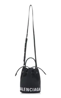 Balenciaga Wheel Drawstring Leather Bucket Bag