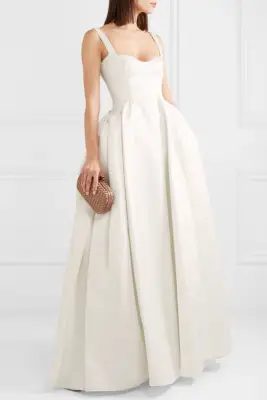Emilia Wickstead White Diamond Duchesse-Satin Gown