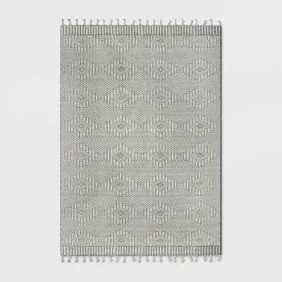 A Patterned Rug: Threshold Designed With Studio McGee Diamond Outdoor Rug With Fringe