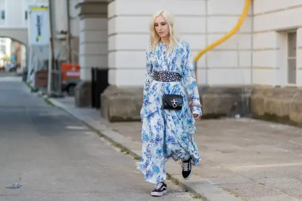 With a Belted, Flowy Maxi Dress