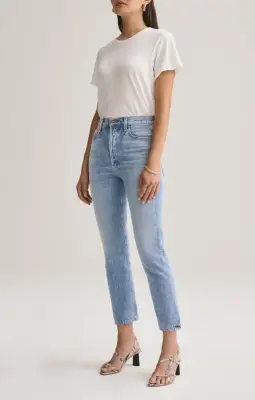 Agolde Riley High Rise Straight Crop in Blue Rock