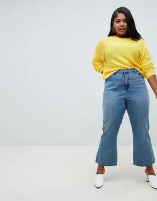 ASOS Design Curve Recycled Egerton Rigid Cropped in Mid Stonewash Blue