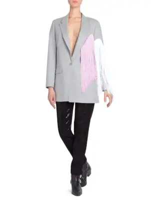 Fringe Jacket Outfit Idea: Bermuda Shorts + Sandals