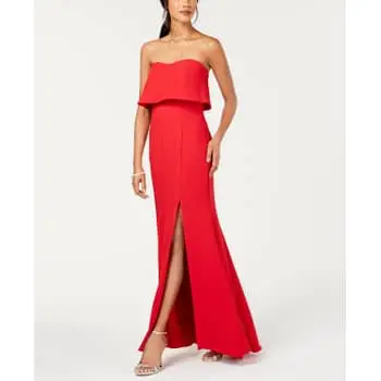 Halston Heritage Strapless Draped Crepe Gown