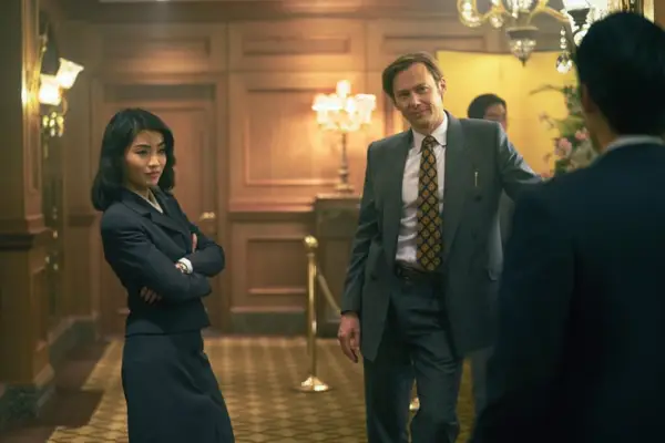 Anna Sawai and Jimmi Simpson in Pachinko