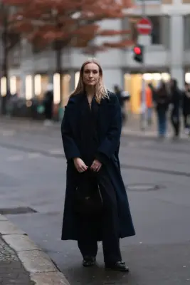 Winter Work Outfits With a Pinstripe Suit