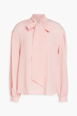 Boutique Moschino Long-Sleeved Pussy Bow Crepe De Chine Blouse