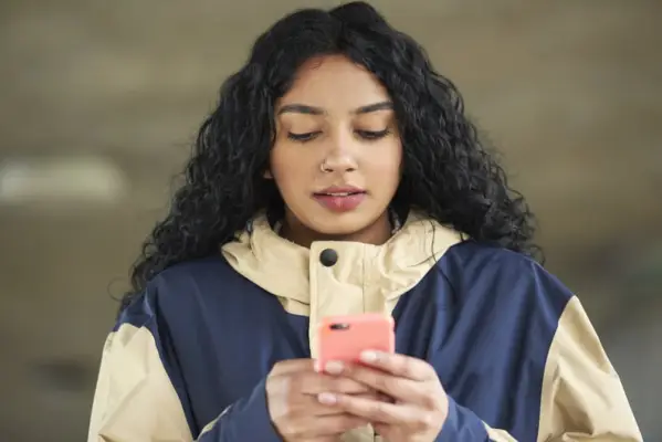 young woman texting