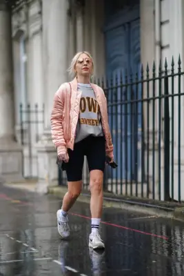 College-Sweatshirt Outfit: Try It With Biker Shorts and Sport Socks