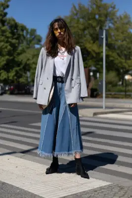 In Frayed Denim With a Boyfriend Blazer