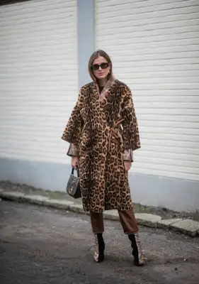 Style Your Leopard-Print Coat With: Brown Pants and Animal-Print Accessories