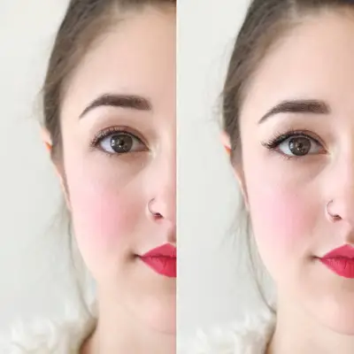 Same Eye, With and Without Magnet Lashes