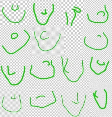 And then she traced the faces — check out all the outlines of the male faces.