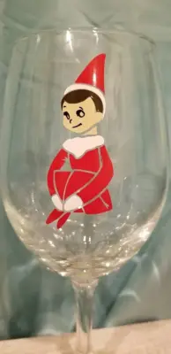 Wine Glass With Elf on the Shelf