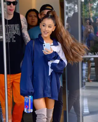 Ariana Grande With Platinum Ponytail in 2018