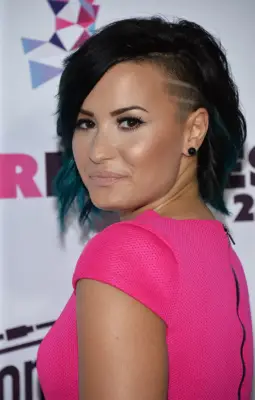 A Bob With Blue Ends and a Buzzed Design on the Side