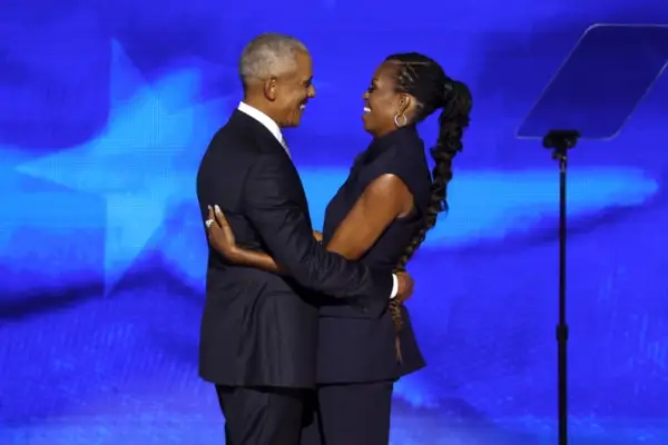 President Barack Obama and former First Lady Michelle Obama at the Democratic National Convention