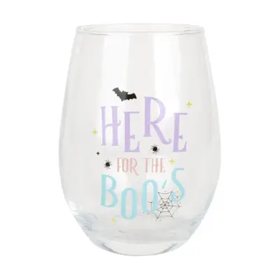 Michaels Halloween Decor: 17-Ounce Here For the Boos Stemless Wine Glass by Celebrate It