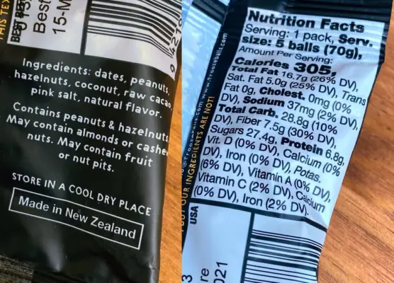 Frooze Balls Choc Hazelnut Ingredients and Nutritional Information