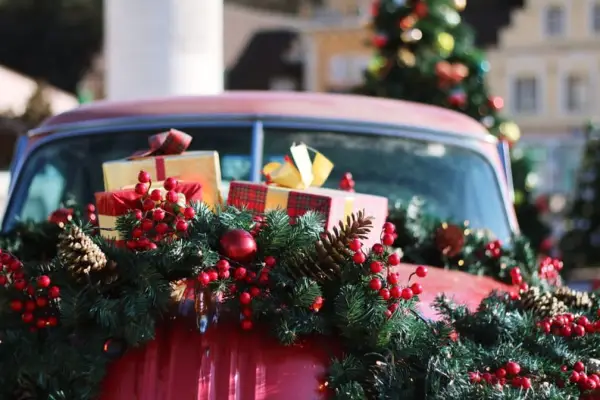 Holiday Zoom Background: Decorated Car