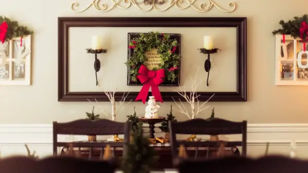 Christmas Zoom Background: Decorated Dining Room