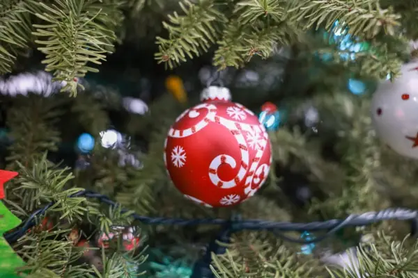 Christmas Zoom Background: Red Ornament