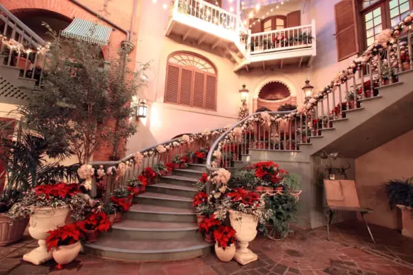 Christmas Zoom Background: Decorated Staircase