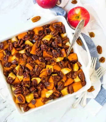 Glazed Sweet Potatoes With Honey Whisky Pecans