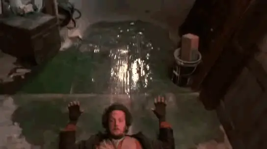 When you forget to tighten all sides of the Christmas tree stand.