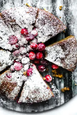 Cranberry Sour Cream Almond Cake
