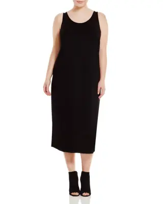 Eileen Fisher Plus System Scoop Neck Maxi Dress