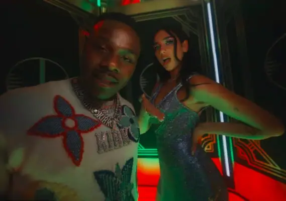 DaBaby Wearing Louis Vuitton and Dua Wearing an Atelier Versace Minidress