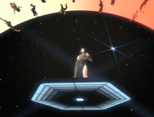 Dua Wearing a Mugler Beaded Dress and Matching Gloves