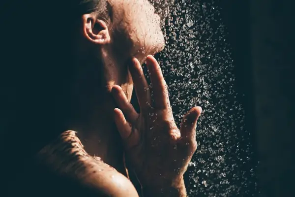 Woman Taking a Shower Close Up 