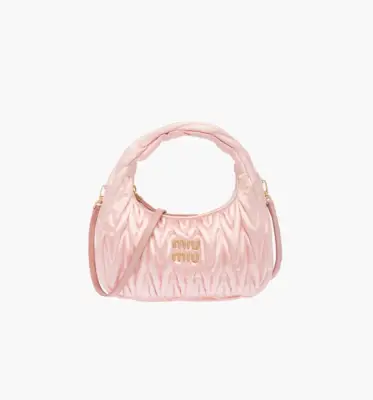 Miu Miu Wander Matelassé Satin Mini Hobo Bag