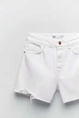 Zara Ripped High-Rise Denim Shorts