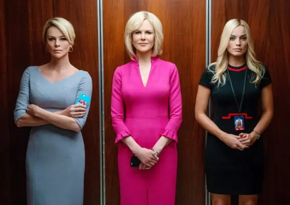 BOMBSHELL, from left: Charlize Theron as Megyn Kelly, Nicole Kidman as Gretchen Carlson, Margot Robbie as Kayla Pospisil, 2019. ph: Hilary Bronwyn Gayle / Lionsgate / courtesy Everett Collection