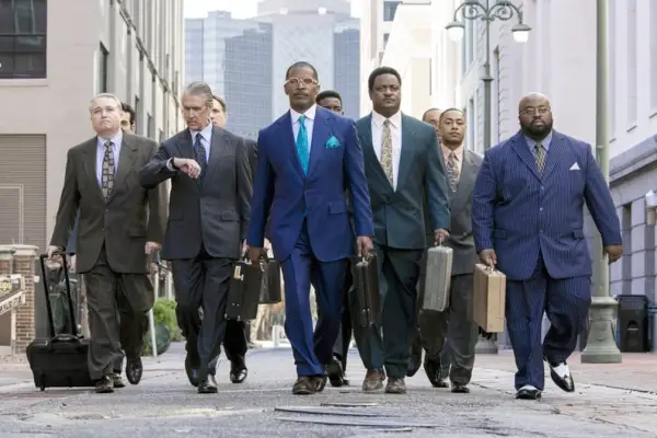 THE BURIAL, Alan Ruck (2nd from left), Jamie Foxx (center), 2023. ph: Skip Bolen / Amazon Prime Video / Courtesy Everett Collection