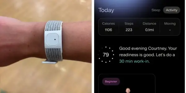 Alter wearable and app screenshot.