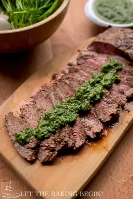 Grill Pan Flat Iron Steak With Chimichurri Sauce